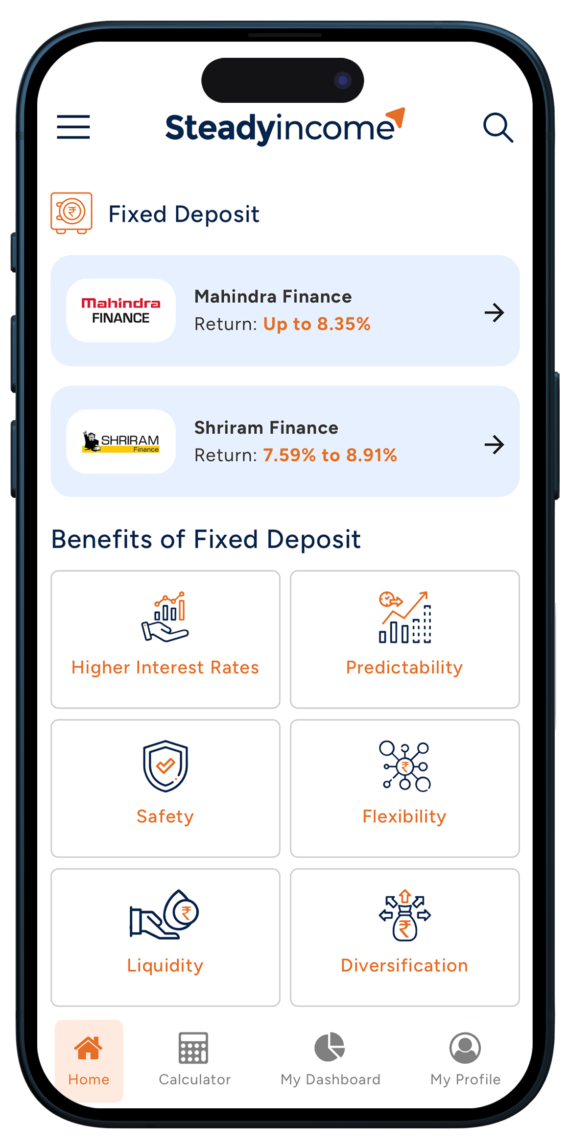 Fixed Deposit App Layout