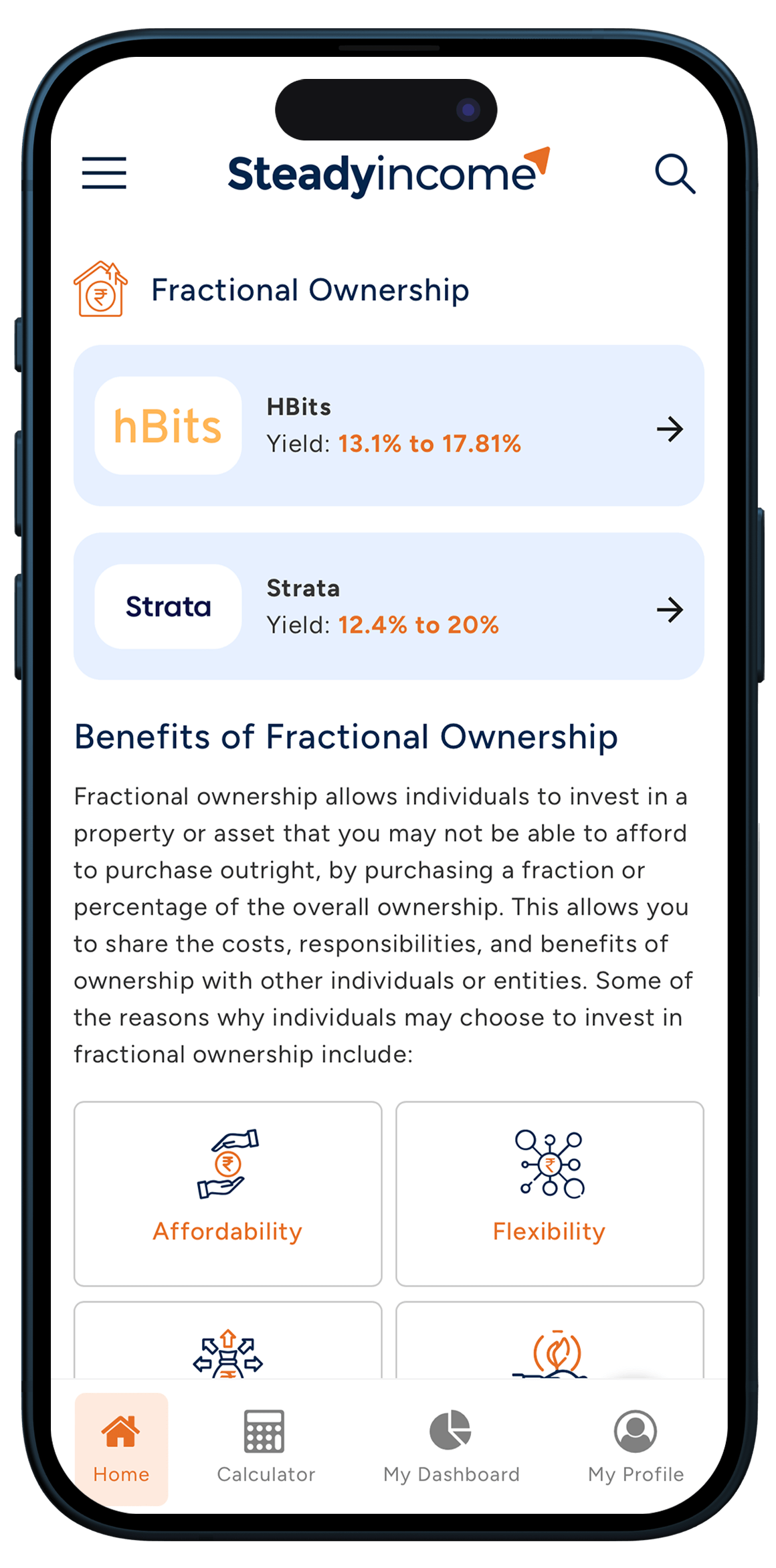 Fractional Ownership App Layout